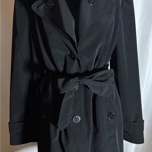 London Fog Black Trench Coat SZ XL With Belt EUC Bust Is 44” X 34” Length